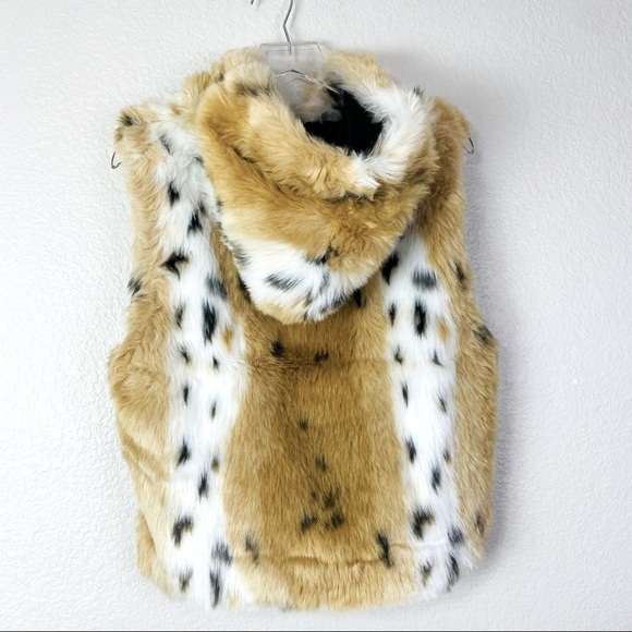 Back In The Saddle Hooded Zip Up Faux Fur Vest Size S - Picture 2 of 6